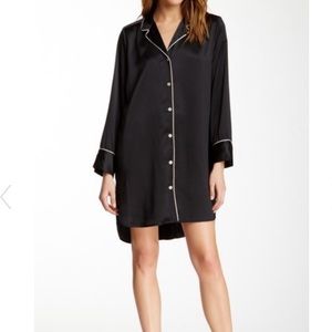 Natori Black Silk Pajama Sleepshirt